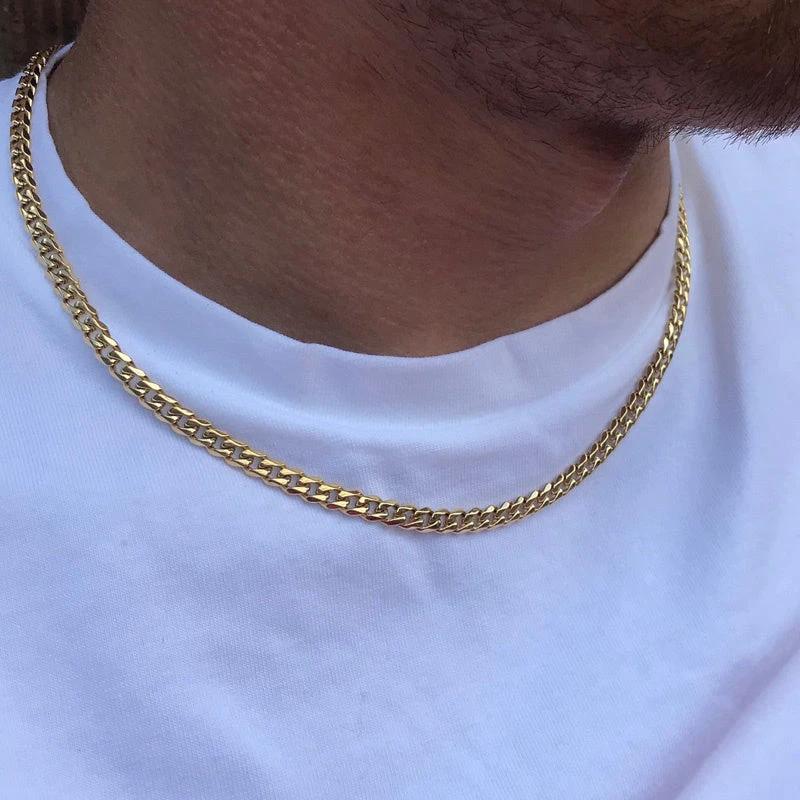 Men's Steel Figaro Cuban Chain Necklace by GJG Denim