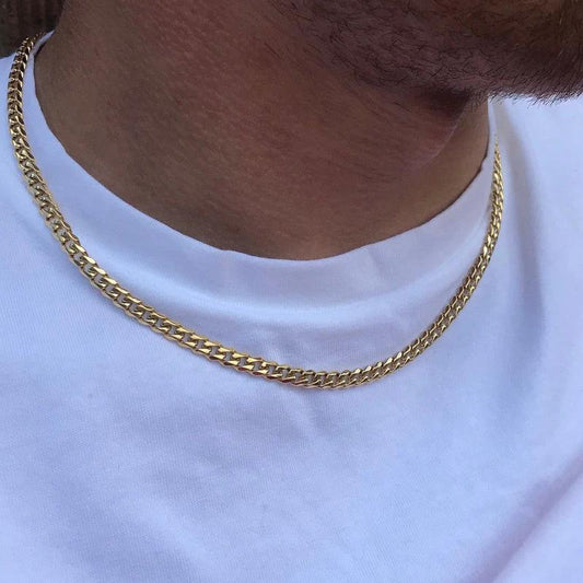Men's Steel Figaro Cuban Chain Necklace by GJG Denim