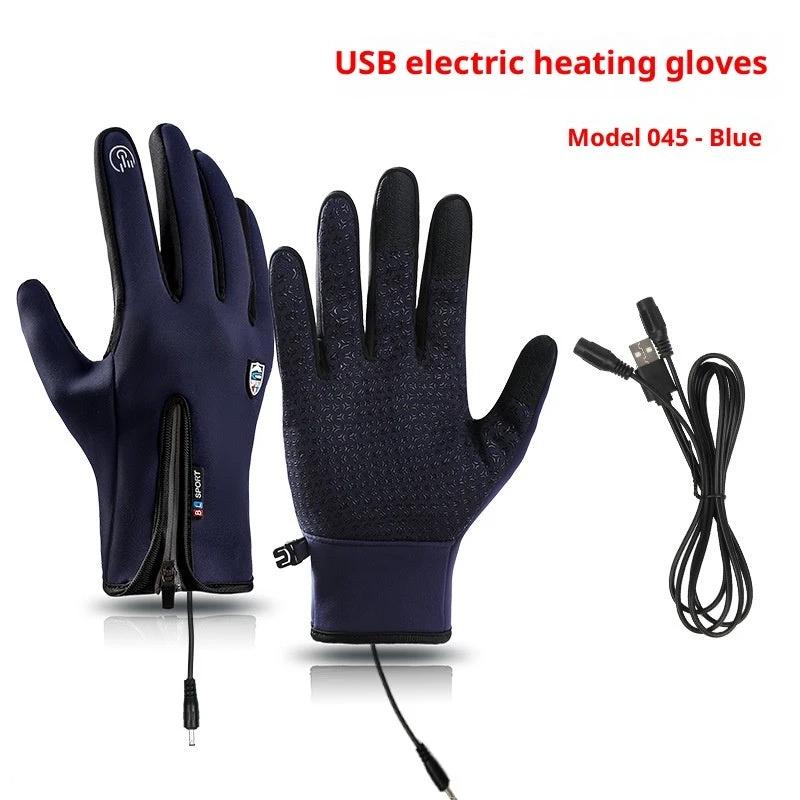 USB Heating Men's Winter Windproof Waterproof Cycling Gloves by GJG Denim