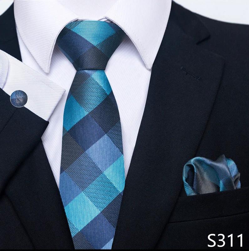 Men's Creative All-match Business Formal Wear Tie Scarf Cufflink Set by GJG Denim