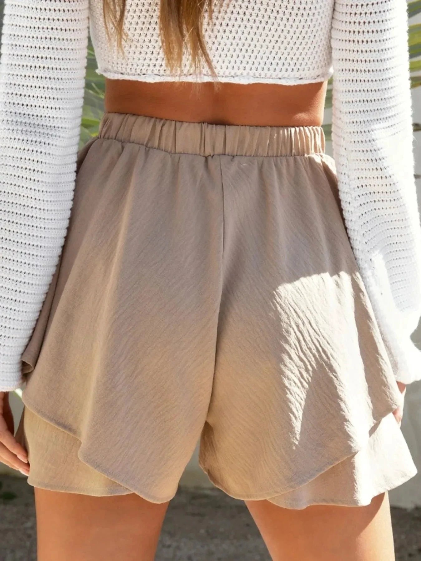 High-Waisted Elastic Waistband Layered Shorts by Lady Ros