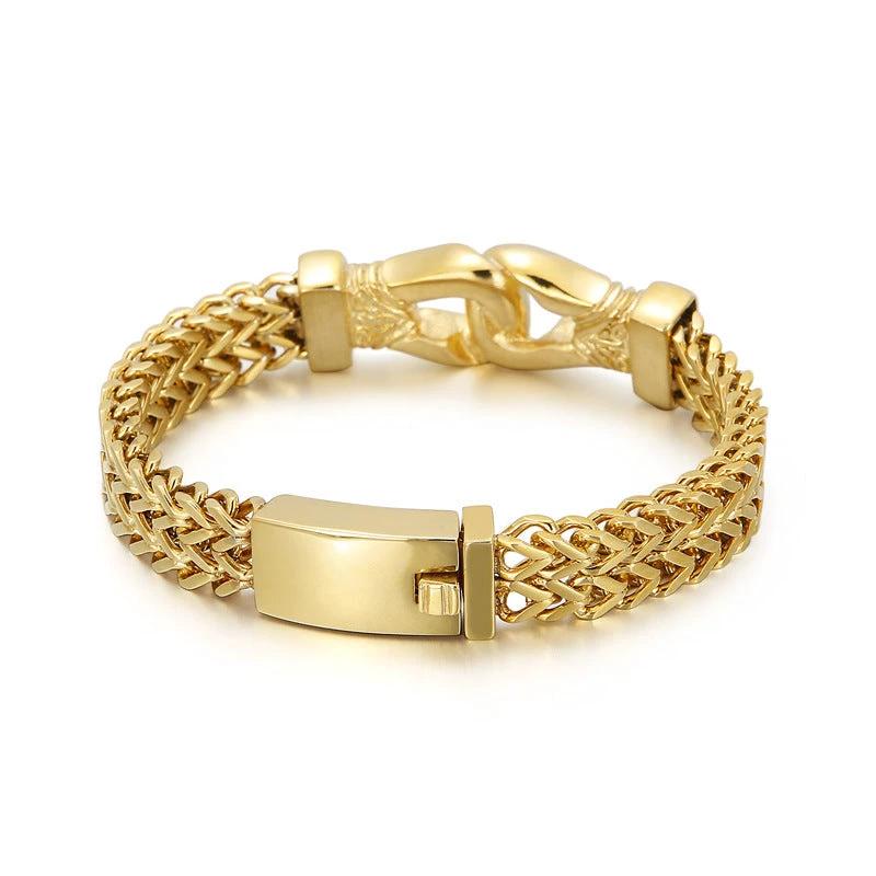 Men's Boxing Mesh Chain Link Gold Color Bracelet Stainless Steel by GJG Denim