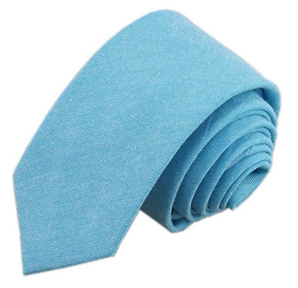 6cm Solid Color Cotton And Linen Men's Casual Narrow Tie by GJG Denim