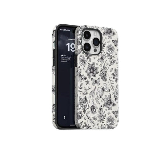 Anti-fall Feilin Phone Case Retro Illustration Butterfly by GJG Denim