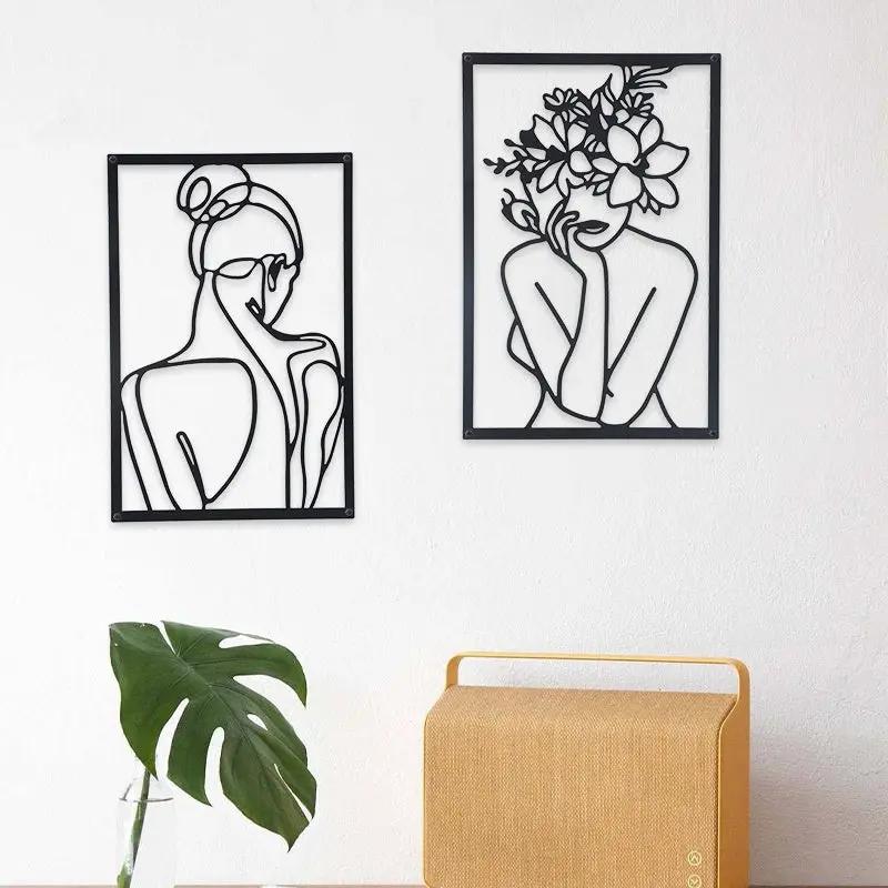 Artistic Iron Hanging Wall Decor Featuring Feminine Body Lines by GJG Denim