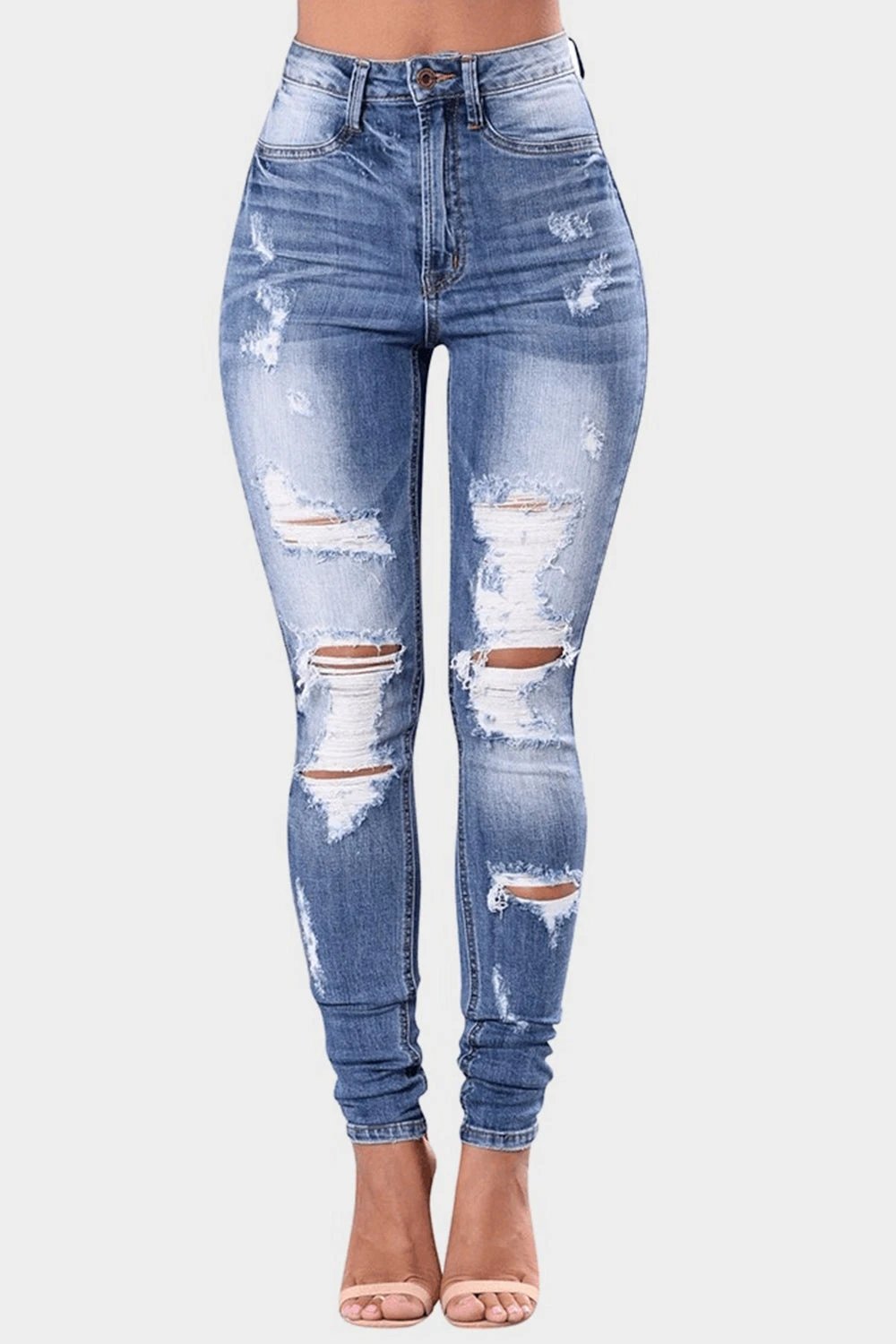 Full Size Distressed Skinny Jeans Plus Size by Lady Ros