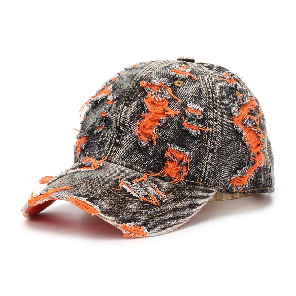 Ripped-line Letter Sun Hat Casual And Versatile by GJG Denim