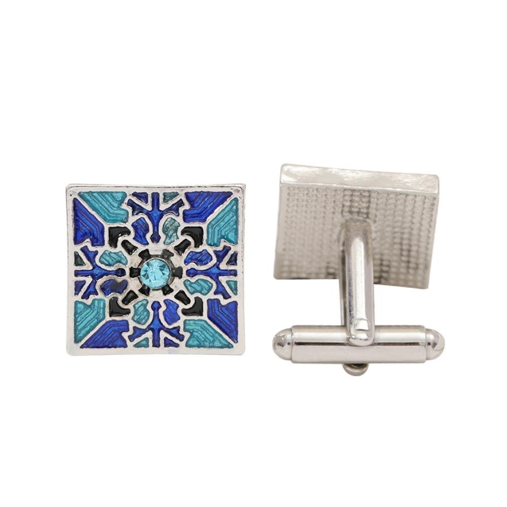 Men's Creative Blue Pattern Cufflinks Gift Box by GJG Denim