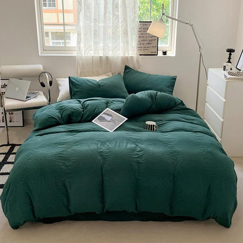 Solid Color Super Soft Washed Cotton Duvet Cover Four-piece Set by GJG Denim