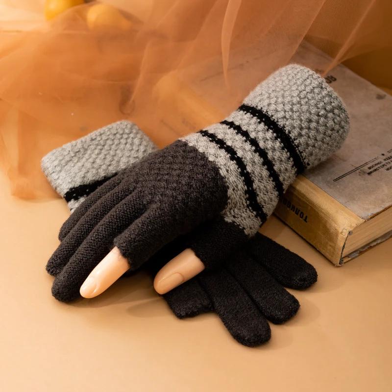 Fleece-lined Knitted Wool Cold-proof Gloves For Men by GJG Denim