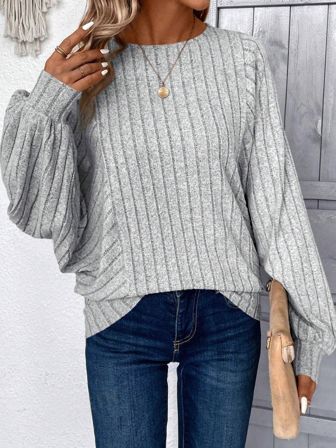 Plus Size Round Neck Batwing Sleeve T-Shirt by Lady Ros