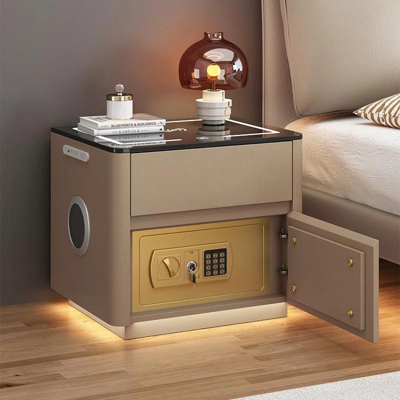 Bedroom Multi-functional Smart Safe Bedside Table Wireless Integrated Charging Safe by GJG Denim