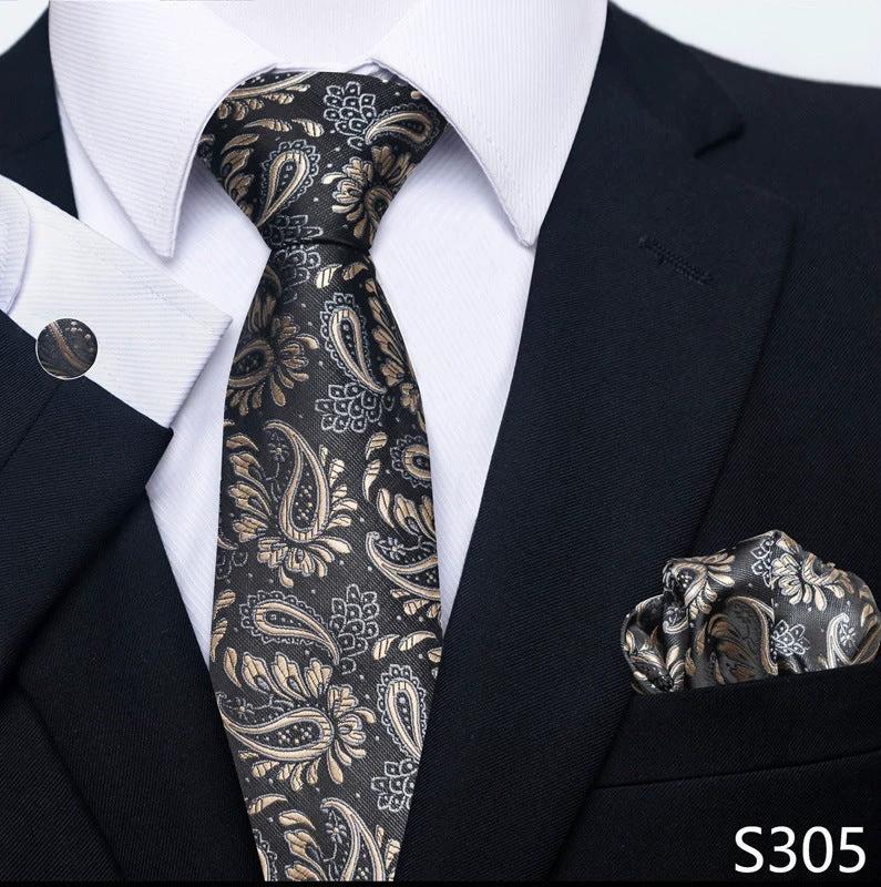 Men's Creative All-match Business Formal Wear Tie Scarf Cufflink Set by GJG Denim