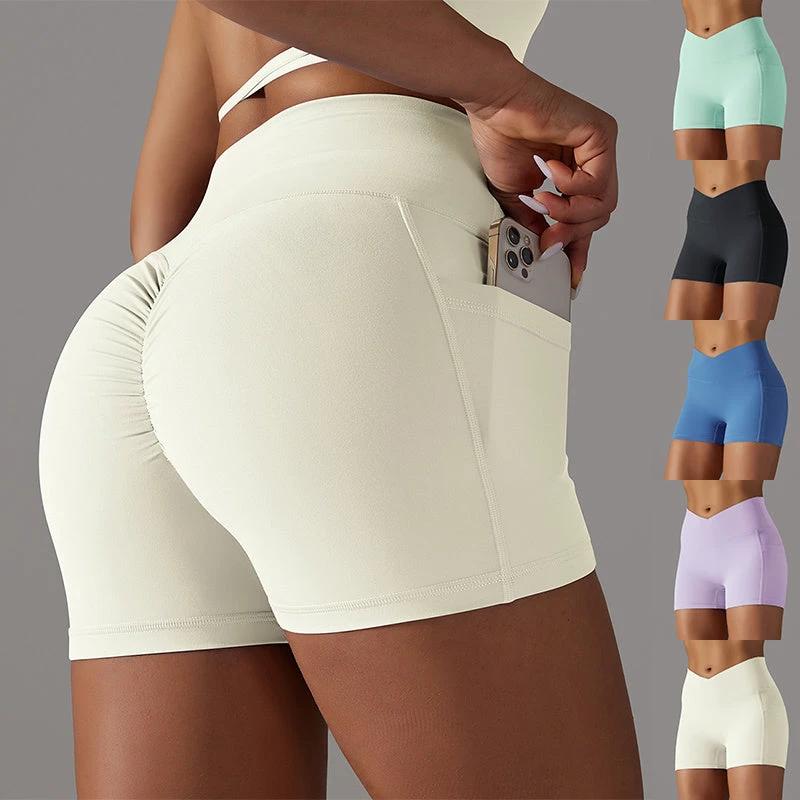 Yoga Shorts With Phone Pocket Design Fitness Sports Pants For Women Clothing by GJG Denim
