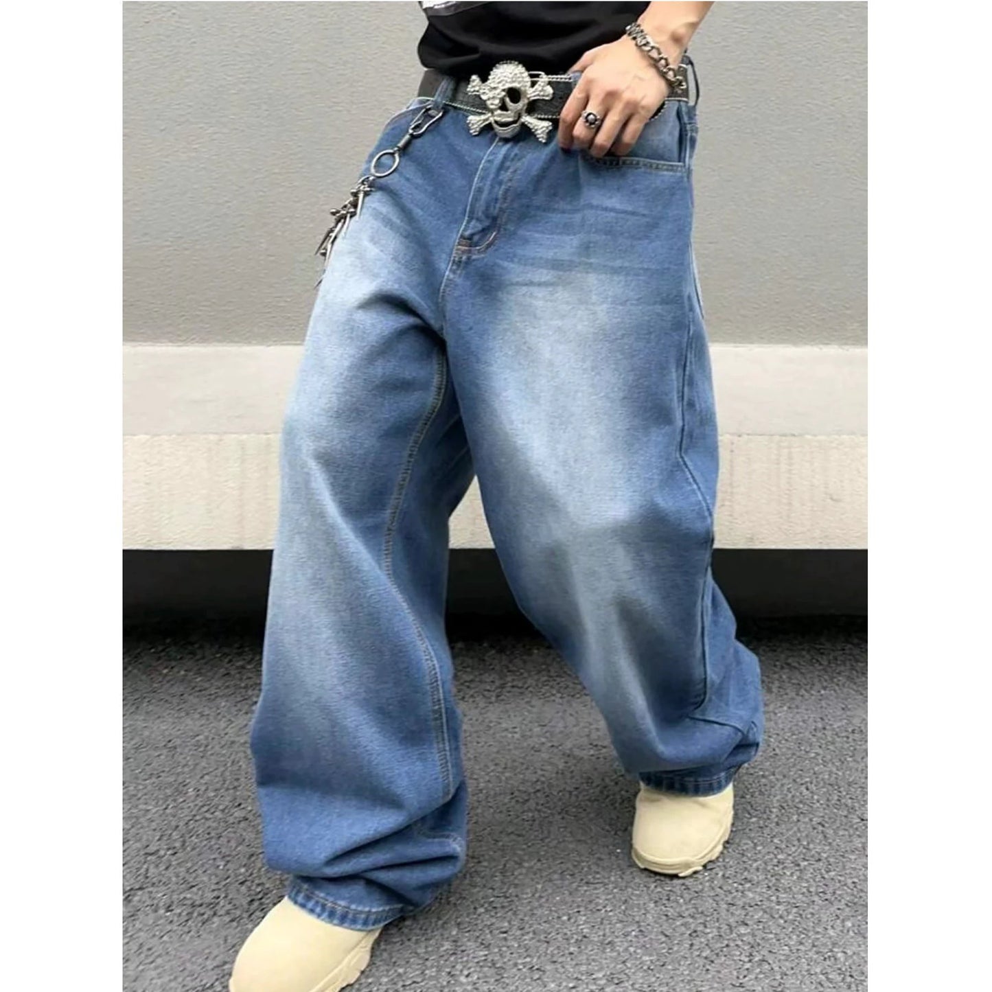 Men's Wash Loose Leg Jeans by GJG Denim
