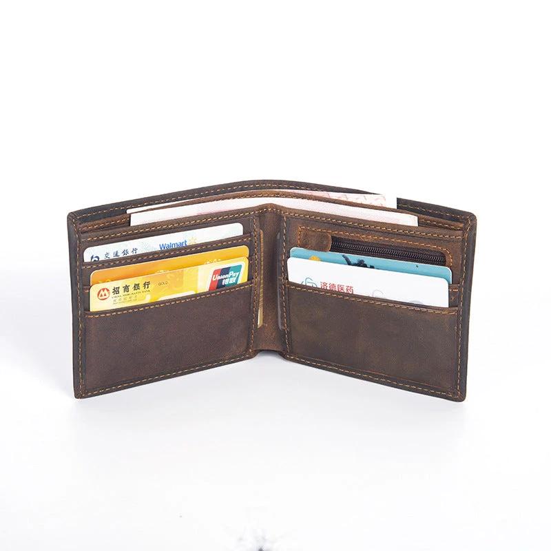 Horizontal First-layer Cowhide Wallet For Men by GJG Denim