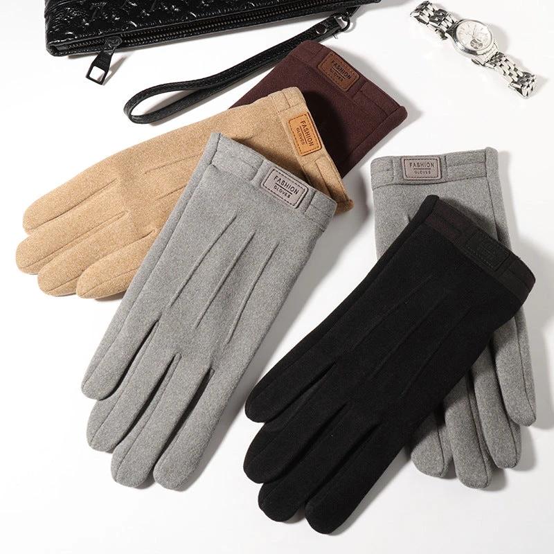 Men's Winter Fleece-lined Warm Wind-proof And Cold Protection Touch Screen Cycling Gloves by GJG Denim