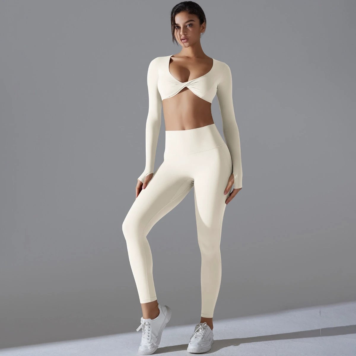 Yoga Clothes Sports Push Up Long Sleeve Workout Clothes Suit by GJG Denim