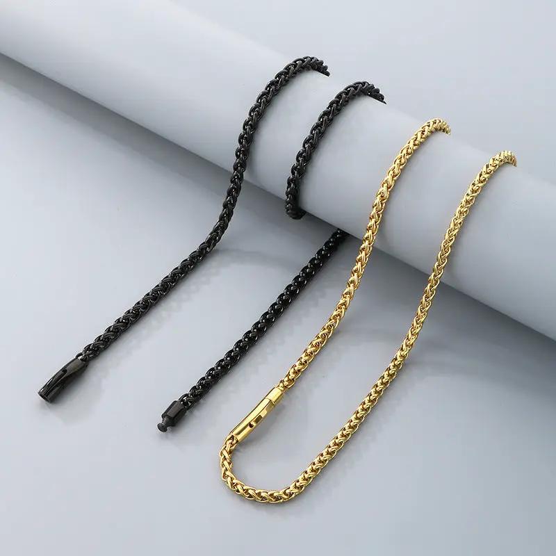 6mm Release Buckle Stainless Steel Titanium Steel Necklace For Men by GJG Denim
