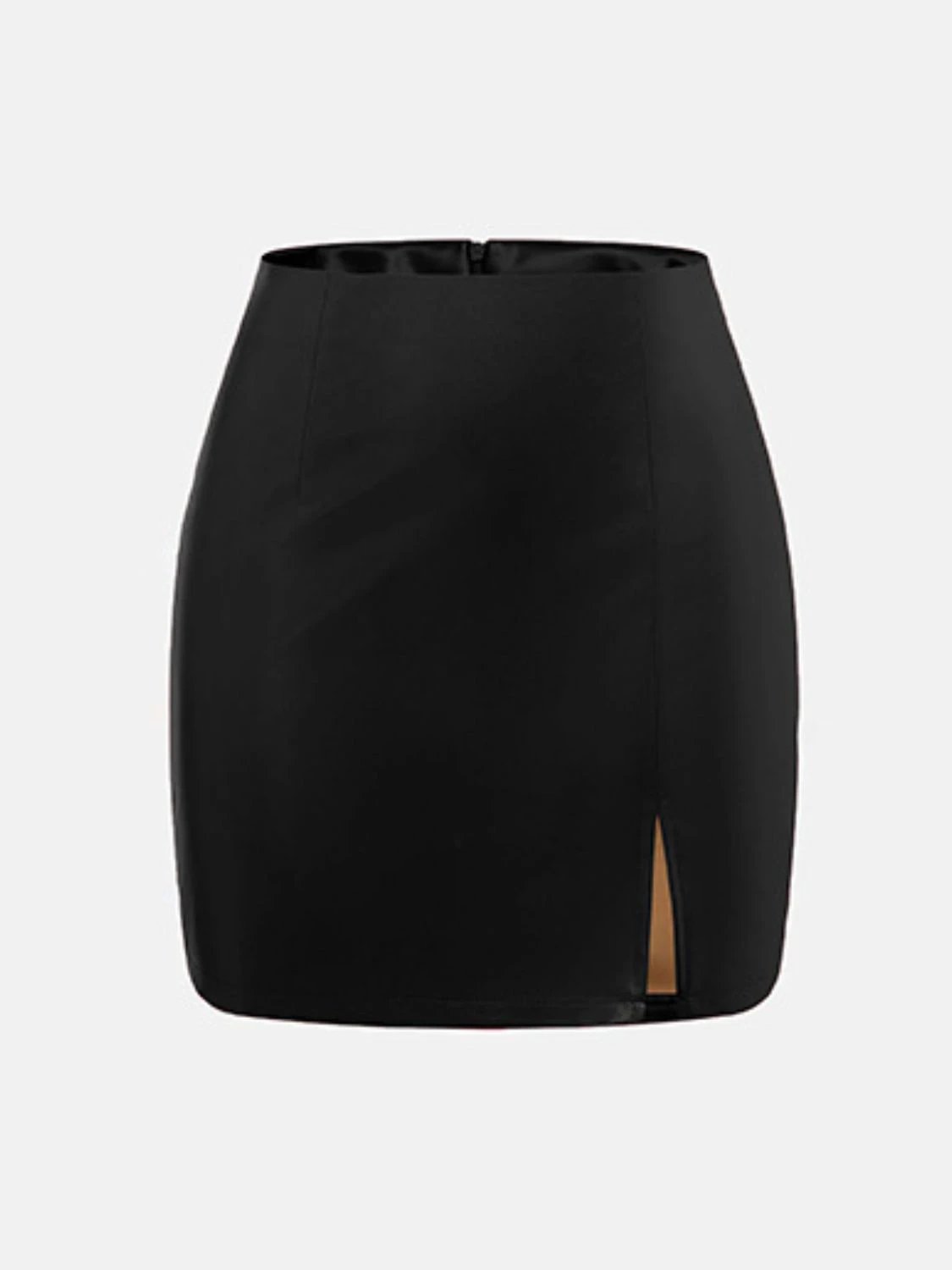Slit Mini Skirt with Zipper by Lady Ros