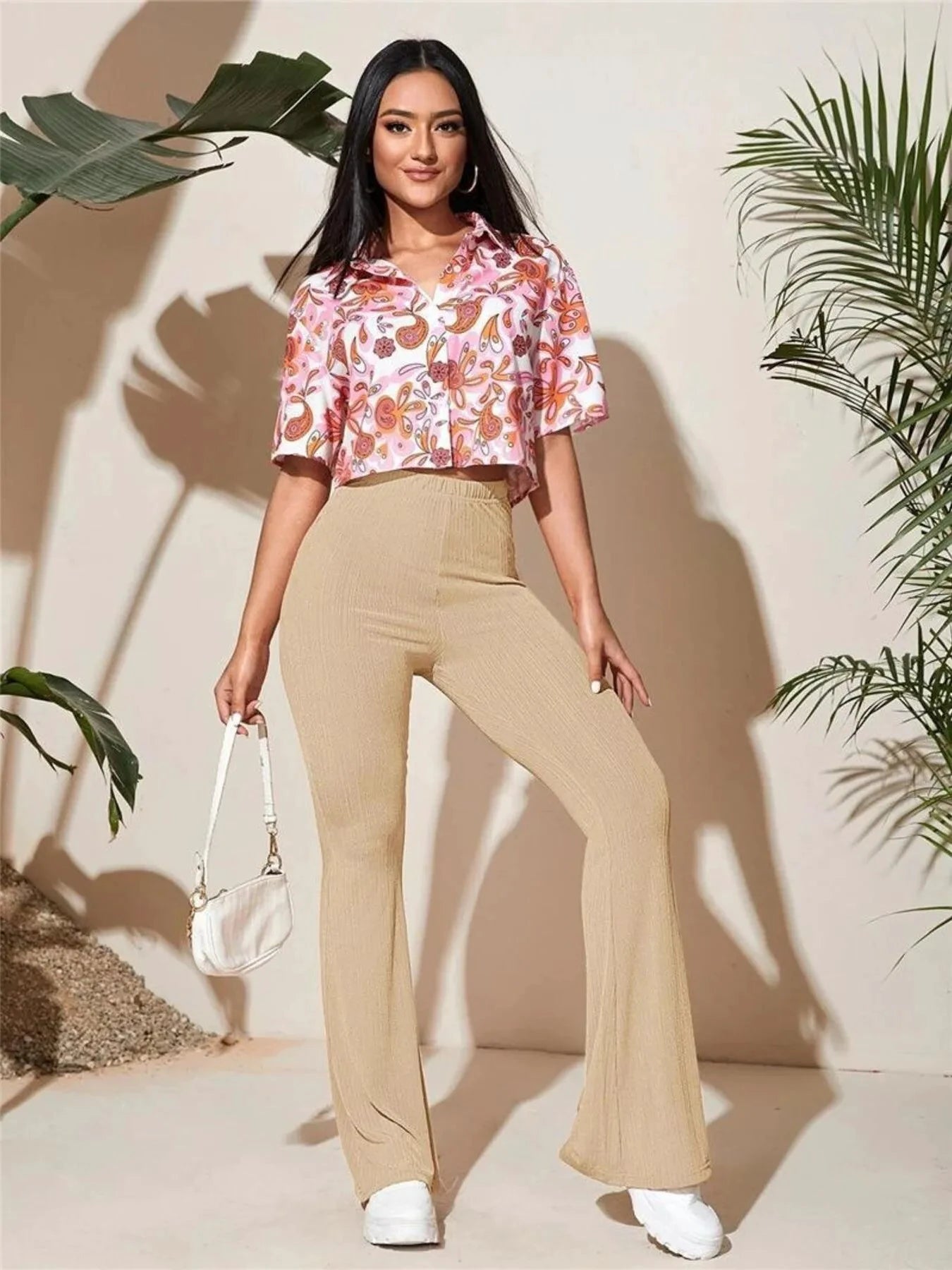 Full Size High-Waist Flare Active Pants Plus Size by Lady Ros