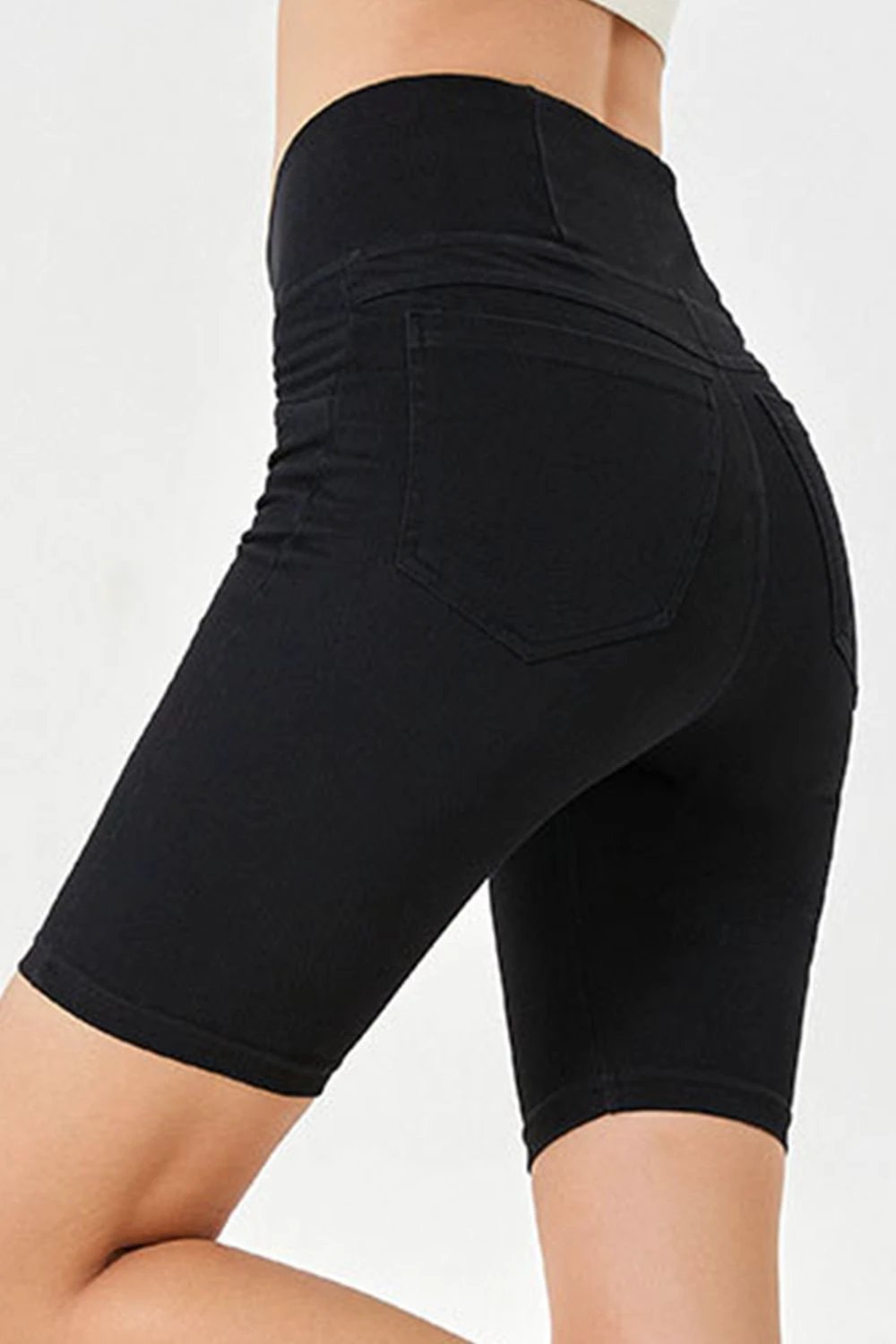 Basic Bae Asymmetrical Waist Denim Shorts with Pockets by Lady Ros