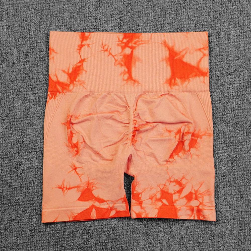 Tie-dye Printed Yoga Pants Summer Quick-drying Fitness Shorts Sexy High-waisted Hip-lifting Leggings Women Pants by GJG Denim