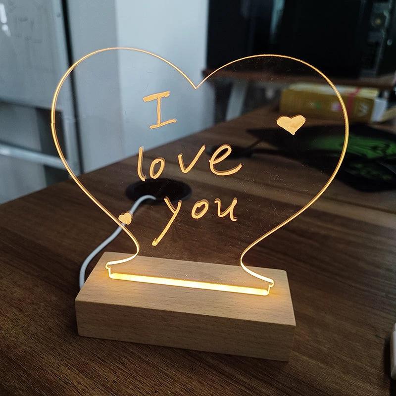 Creative Note Board Creative Led Night Light USB Message Board Holiday Light With Pen Gift For Children Girlfriend Decoration Night Lamp by GJG Denim