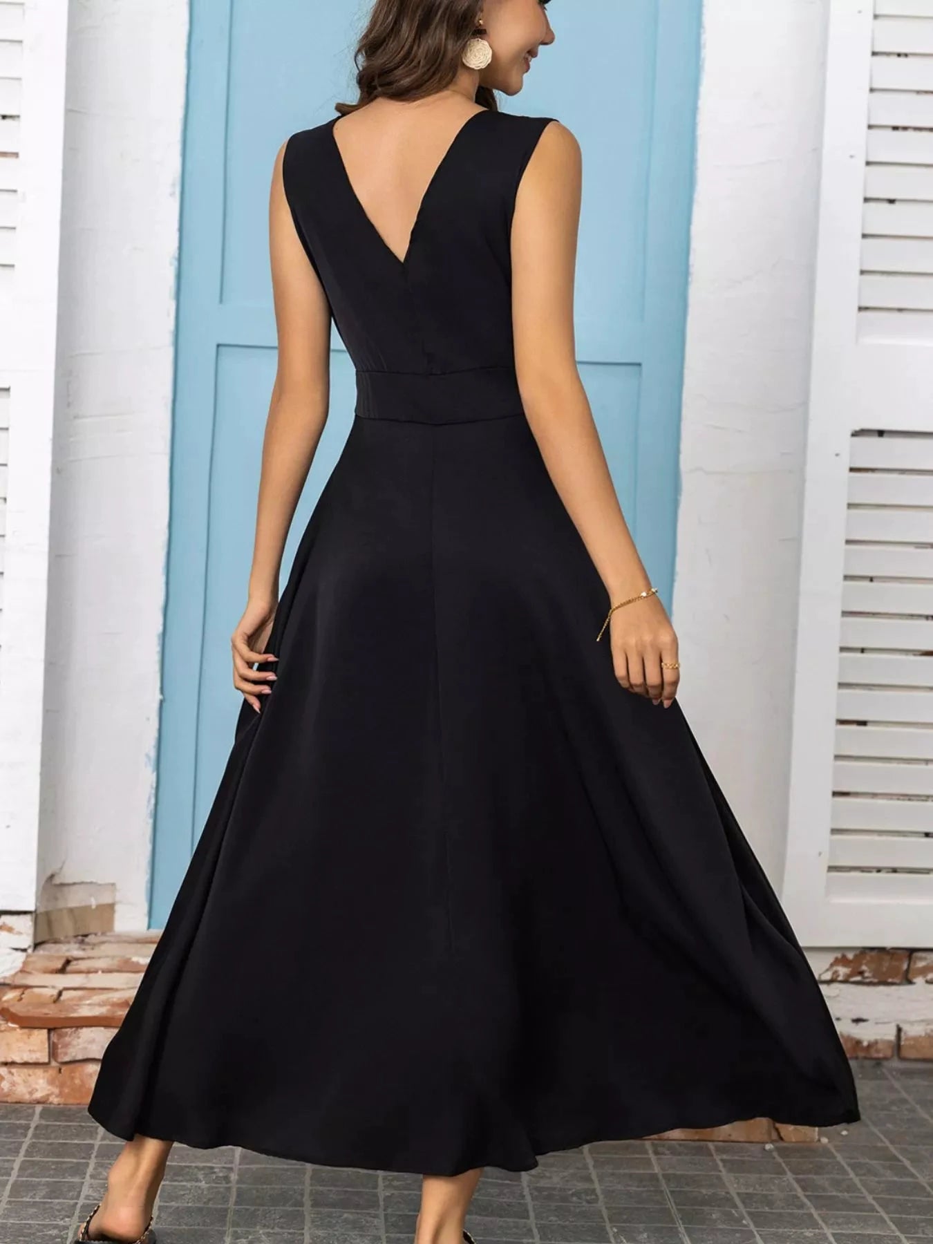 Full Size Slit V-Neck Sleeveless Dress Plus Size by Lady Ros