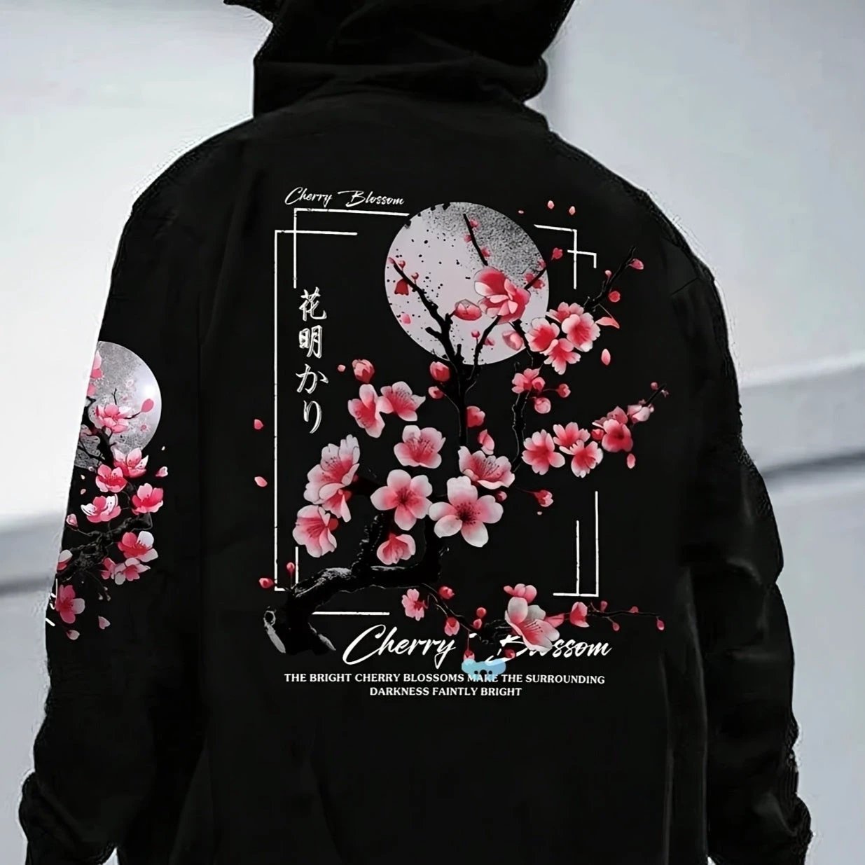 Men's Hoodie With Cherry Blossom Pattern Lining by GJG Denim