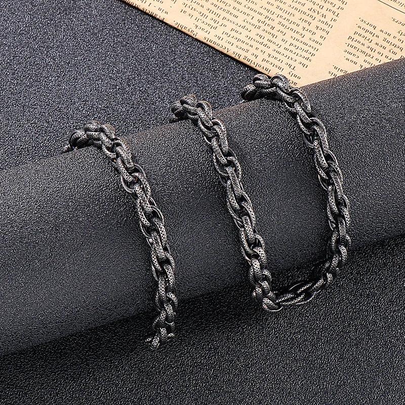 Black Dot Pattern Men's Stainless Steel Necklace by GJG Denim