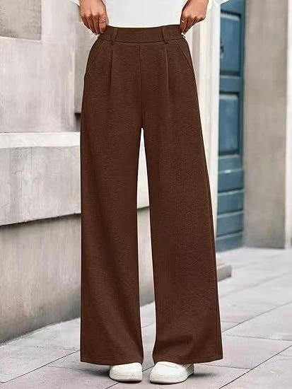 Solid Color Straight-leg Wide-leg Pants Women by GJG Denim