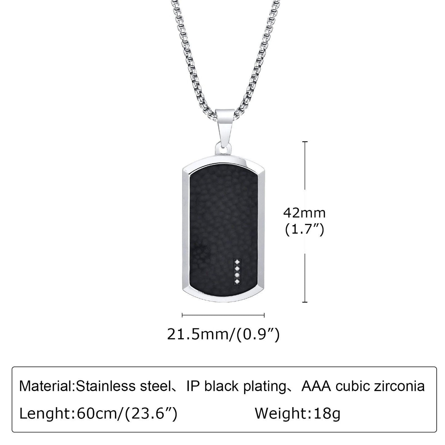 Men's Geometric Square Military-Style Hammered Pendant Necklace by GJG Denim