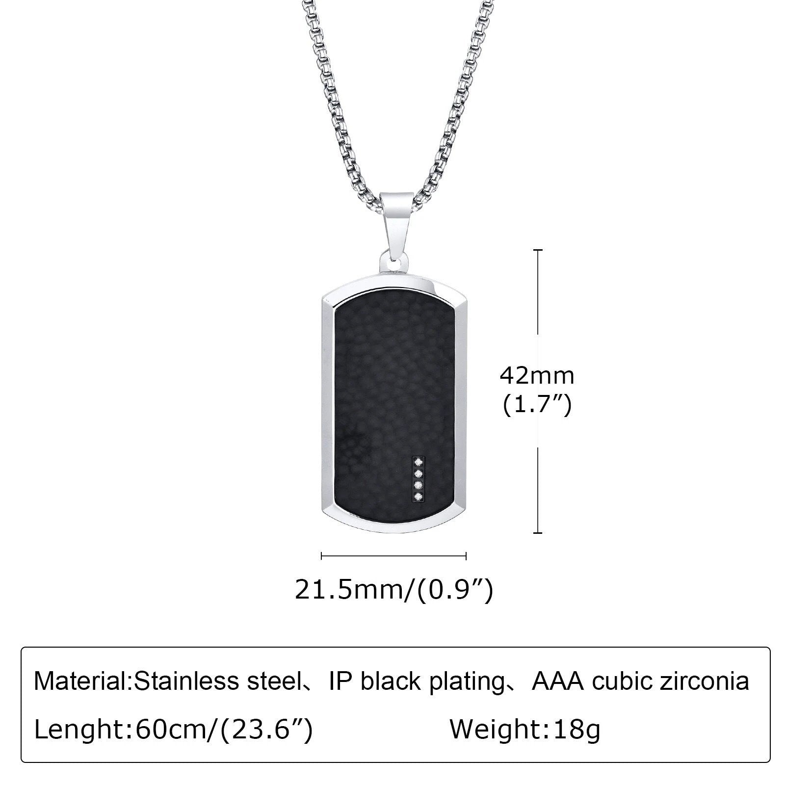Men's Geometric Square Military-Style Hammered Pendant Necklace by GJG Denim
