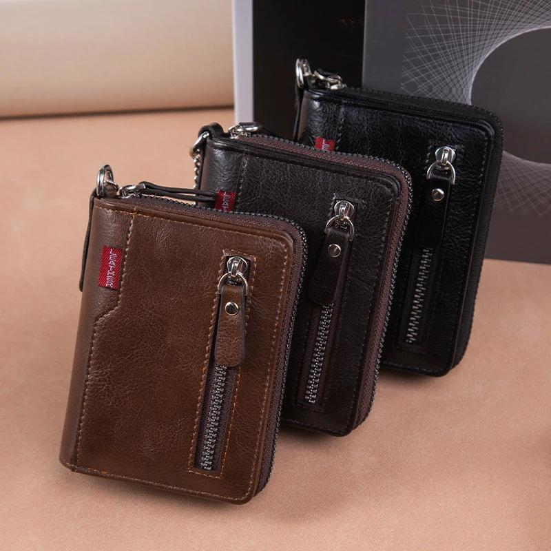 Multiple Card Slots Large Capacity Two-fold Zipper Cash And Card Wallet by GJG Denim
