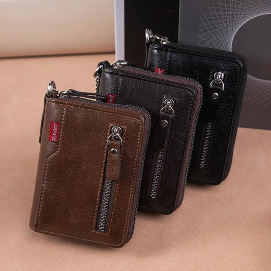 Multiple Card Slots Large Capacity Two-fold Zipper Cash And Card Wallet by GJG Denim