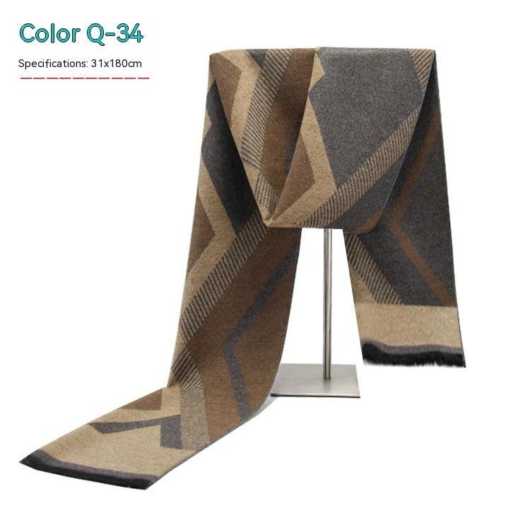 Men's Striped Winter Warm Artificial Cashmere Scarf For Men by GJG Denim
