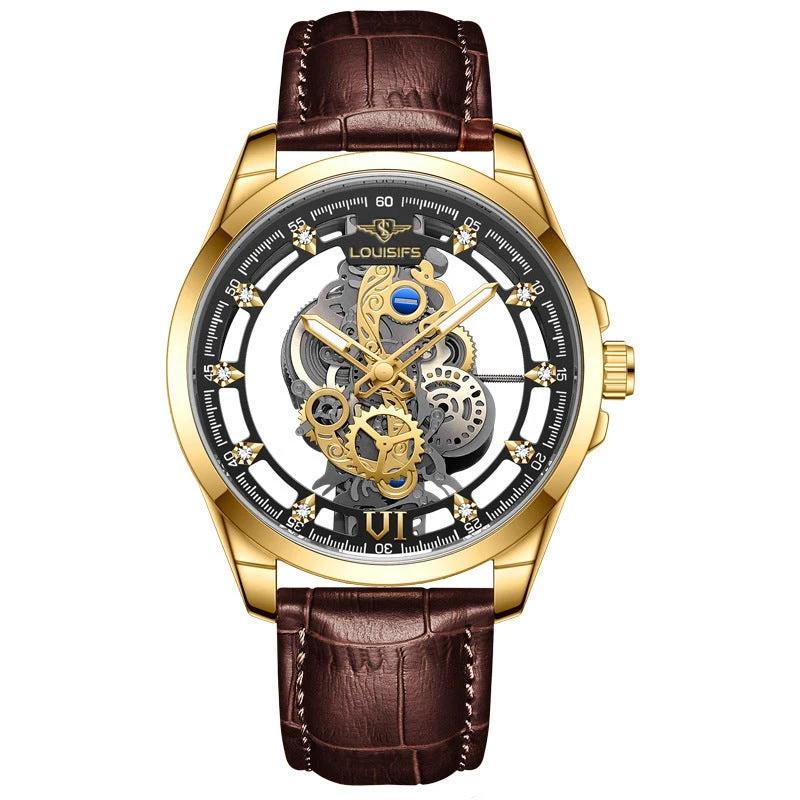 Men's Swiss Double-sided Hollow Non-mechanical Quartz Watch by GJG Denim