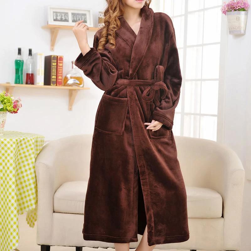 Coral Fleece Pajamas Women Thickened Flannel Long-sleeved Men's Bathrobes Home Clothes by GJG Denim