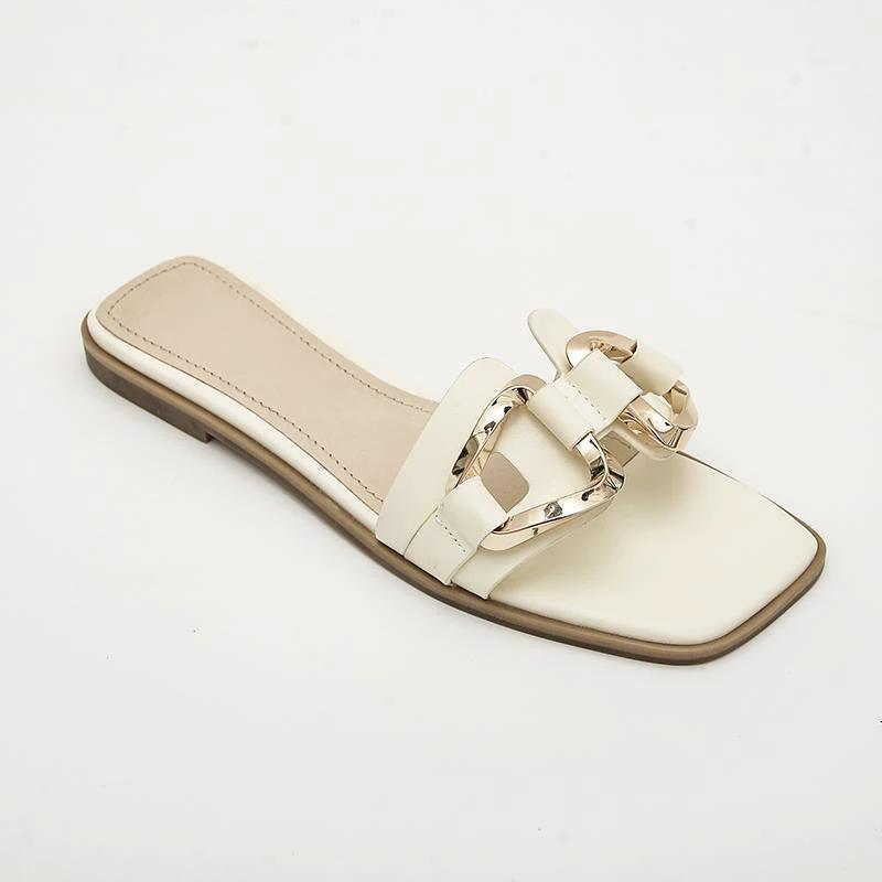 Flat sandals gold hardware by GJG Denim