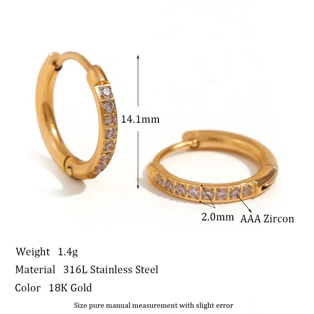 Women's Fashion Titanium Steel Rounded Edge Zircon Earrings by GJG Denim
