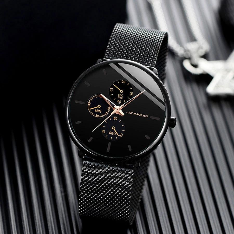 Men's Mesh-band Quartz Casual Business Luminous Watch by GJG Denim