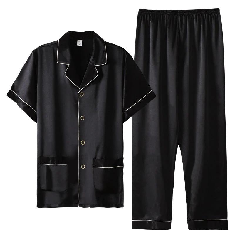 Men's Short Sleeve Trousers Thin Pajama Suit by GJG Denim