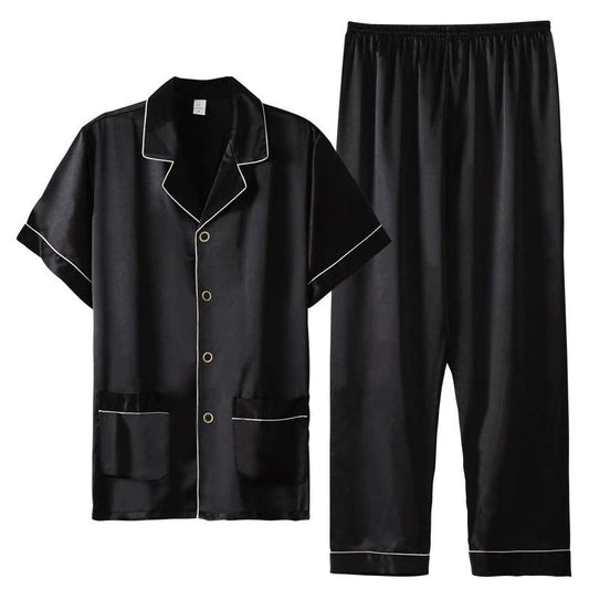 Men's Short Sleeve Trousers Thin Pajama Suit by GJG Denim
