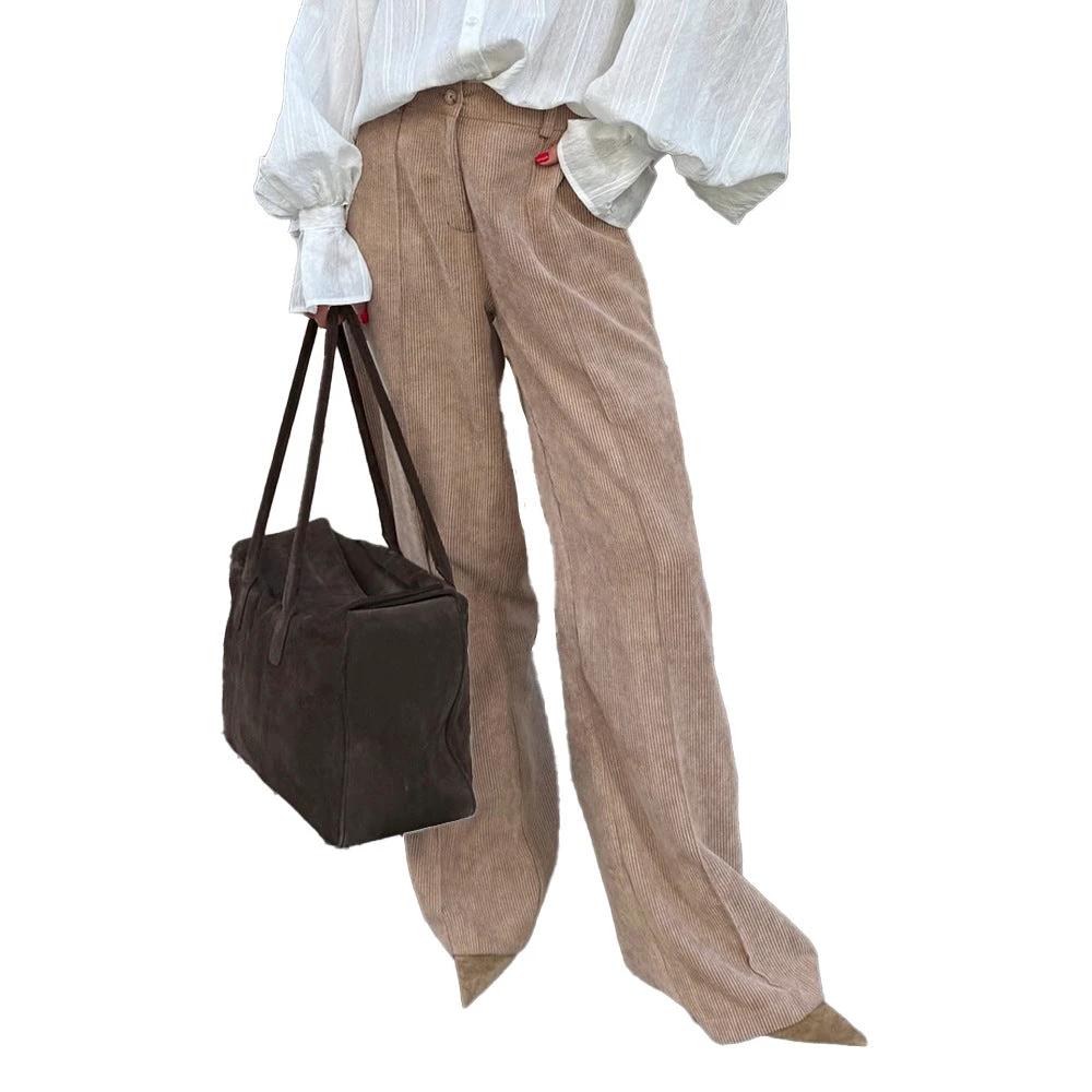 Womens Retro-Style Wide-Leg Loose-Fit Casual Trousers In American Style by GJG Denim