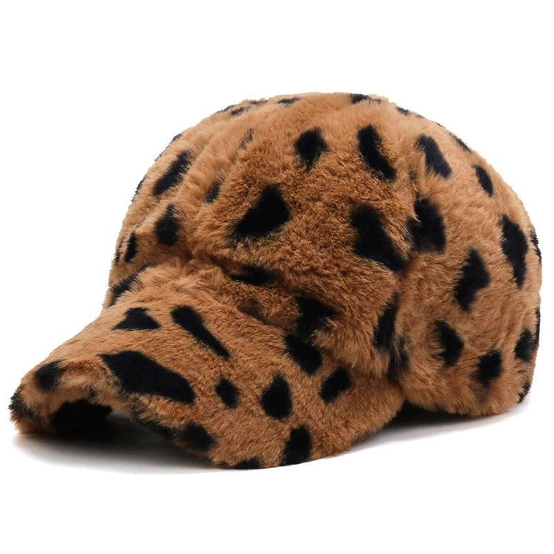 Fashion Leopard Fleece Baseball All-matching Peaked Cap by GJG Denim