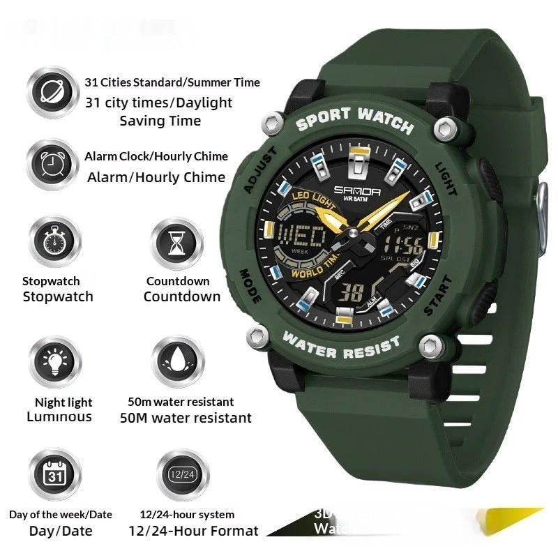 Men's Dual-display Luminous Chronograph Watch For Hiking by GJG Denim