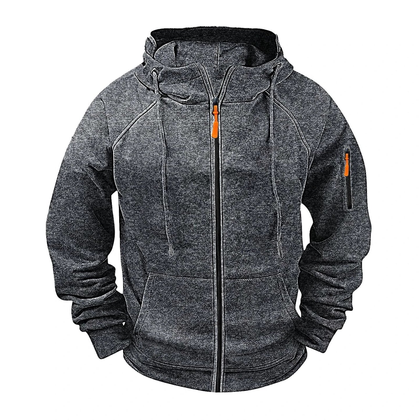 Men's Loose Leisure Hooded Zip-up Sweater by GJG Denim