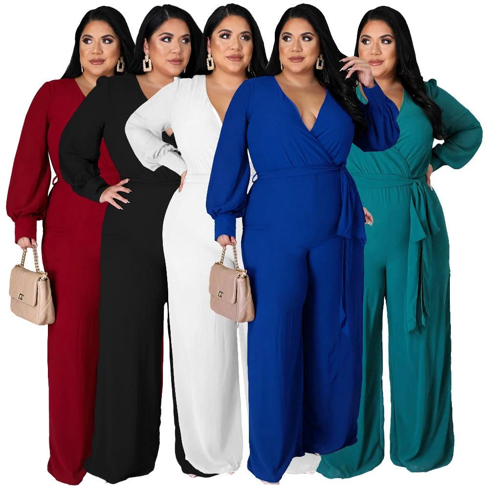 Relaxed-fit Straight-leg Solid-color Jumpsuit With Belt by GJG Denim