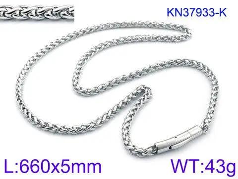 6mm Release Buckle Stainless Steel Titanium Steel Necklace For Men by GJG Denim